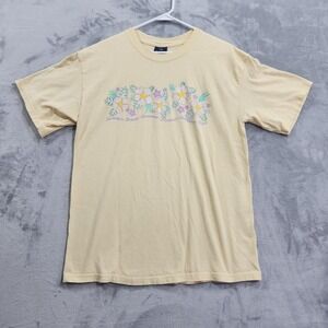 Vintage Time 2 Celebrate Top Womens M Yellow Floral Summer Breeze Graphic Tee‎